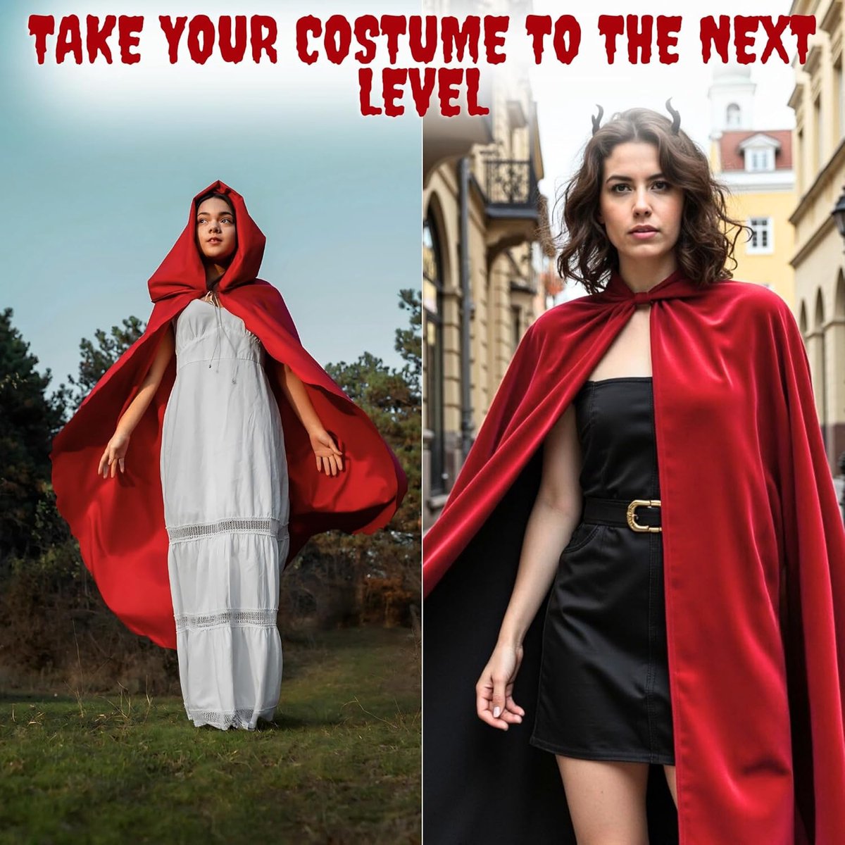 Luxury Red Hooded Coat - 170cm / XXL - Costume for Carnival Halloween - Red Velour Coat - Hat - Adults - Dress Up - Costume Cape - Gothic - Fantasy - Halloween Suit - Carnival Clothing - Women and Men - Image 2
