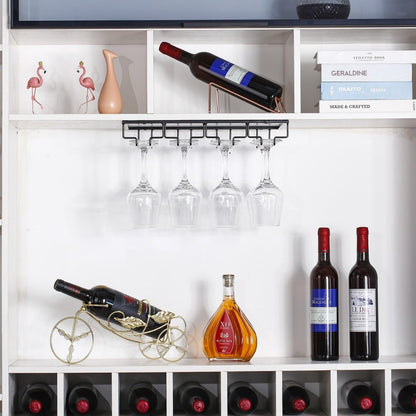 Wine Glass Holder - Wine Glass Hanging Rack - Wine Glass Rack - Glass Rack - Wine Glass Holder - Wine Rack - 4 Rows - Wine Glass Holder - Wine Glass Rack - Wine Glass Organizer - Glass Hanging Rack - For Bar, Kitchen and Cafe - Black - Includes Mounting H - Image 2