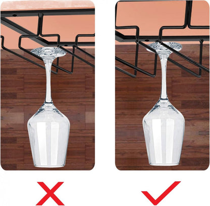 Wine Glass Holder - Wine Glass Hanging Rack - Wine Glass Rack - Glass Rack - Wine Glass Holder - Wine Rack - 4 Rows - Wine Glass Holder - Wine Glass Rack - Wine Glass Organizer - Glass Hanging Rack - For Bar, Kitchen and Cafe - Black - Includes Mounting H - Image 3