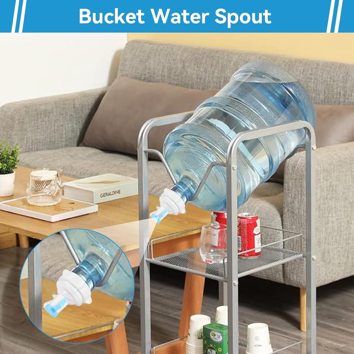 Water Dispenser - Jug Spout - Universal Water Pump for Water Bottles - Portable Bottled Water Dispenser - Drinking Water Bottle Dispenser Pump - Water Bottle Jug Dispenser Tap - For Home, Office, Outdoors - White - 2 Pieces - Image 2