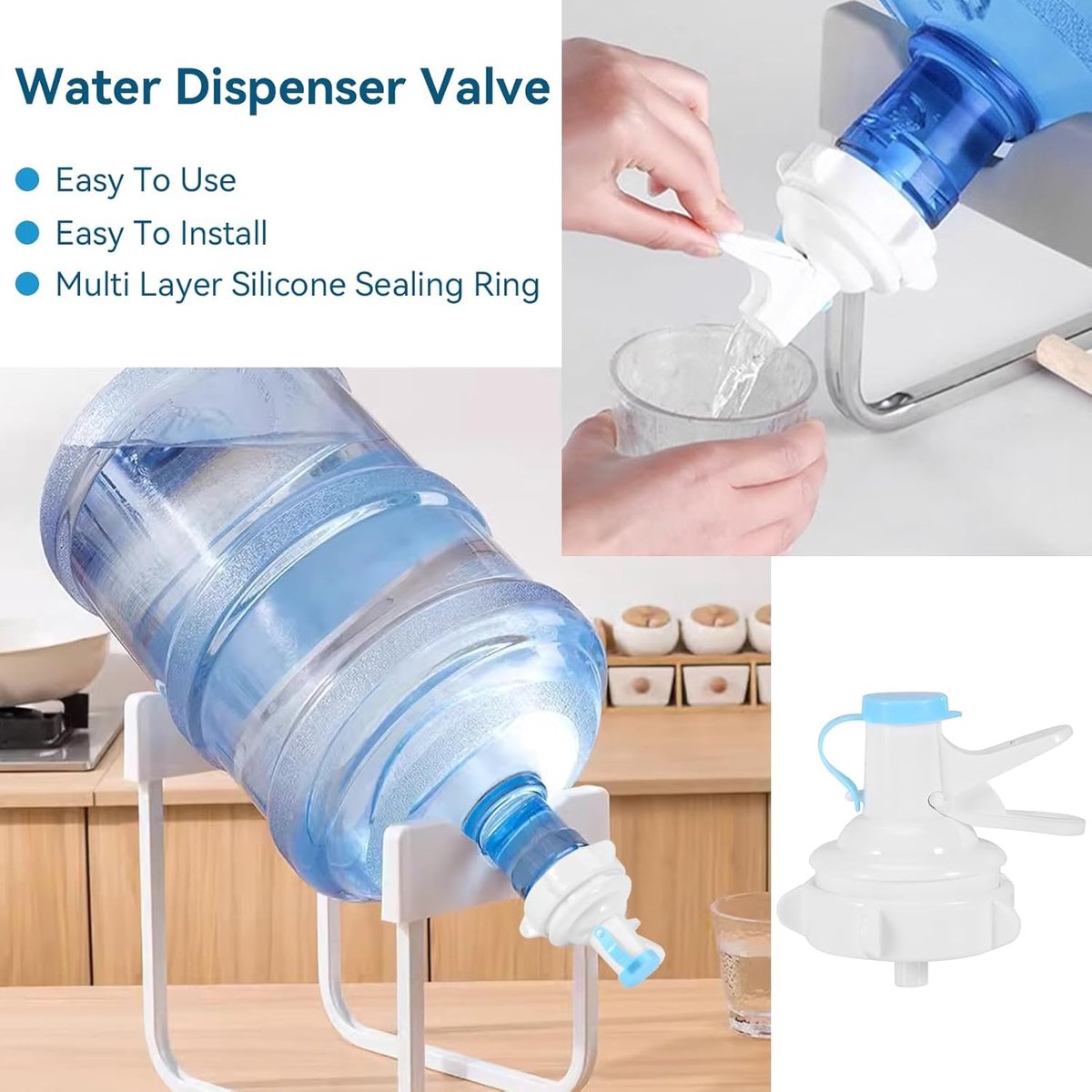 Water Dispenser - Jug Spout - Universal Water Pump for Water Bottles - Portable Bottled Water Dispenser - Drinking Water Bottle Dispenser Pump - Water Bottle Jug Dispenser Tap - For Home, Office, Outdoors - White - 2 Pieces - Image 5