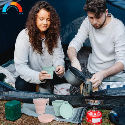 Foldable Cup - 4 Pieces - Pocket Cup - Silicone Cup - Pocket Cup - Travel Cup - Coffee / Tea Cup - 180 ml - Reusable - Foldable - On the Go - Camping - Reusable - To Go - Image 4