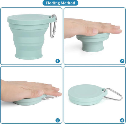 Foldable Cup - 4 Pieces - Pocket Cup - Silicone Cup - Pocket Cup - Travel Cup - Coffee / Tea Cup - 180 ml - Reusable - Foldable - On the Go - Camping - Reusable - To Go - Image 5