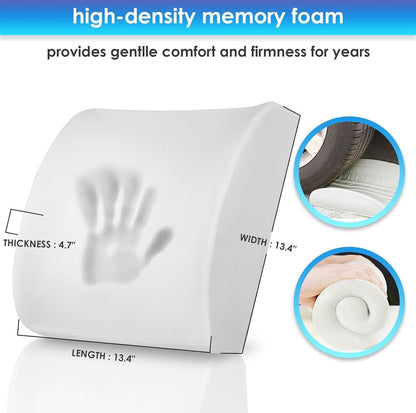 Ergonomic Lower Back Cushion - Memory Foam - Back Support - Lumbar Support - Relieve Fatigue - For Car, Office Chair, Sofa and Bed - Car Cushion - Working from Home - Grey - Back Pain & Sitting Comfort - Image 3