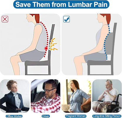 Ergonomic Lower Back Cushion - Memory Foam - Back Support - Lumbar Support - Relieve Fatigue - For Car, Office Chair, Sofa and Bed - Car Cushion - Working from Home - Grey - Back Pain & Sitting Comfort - Image 5