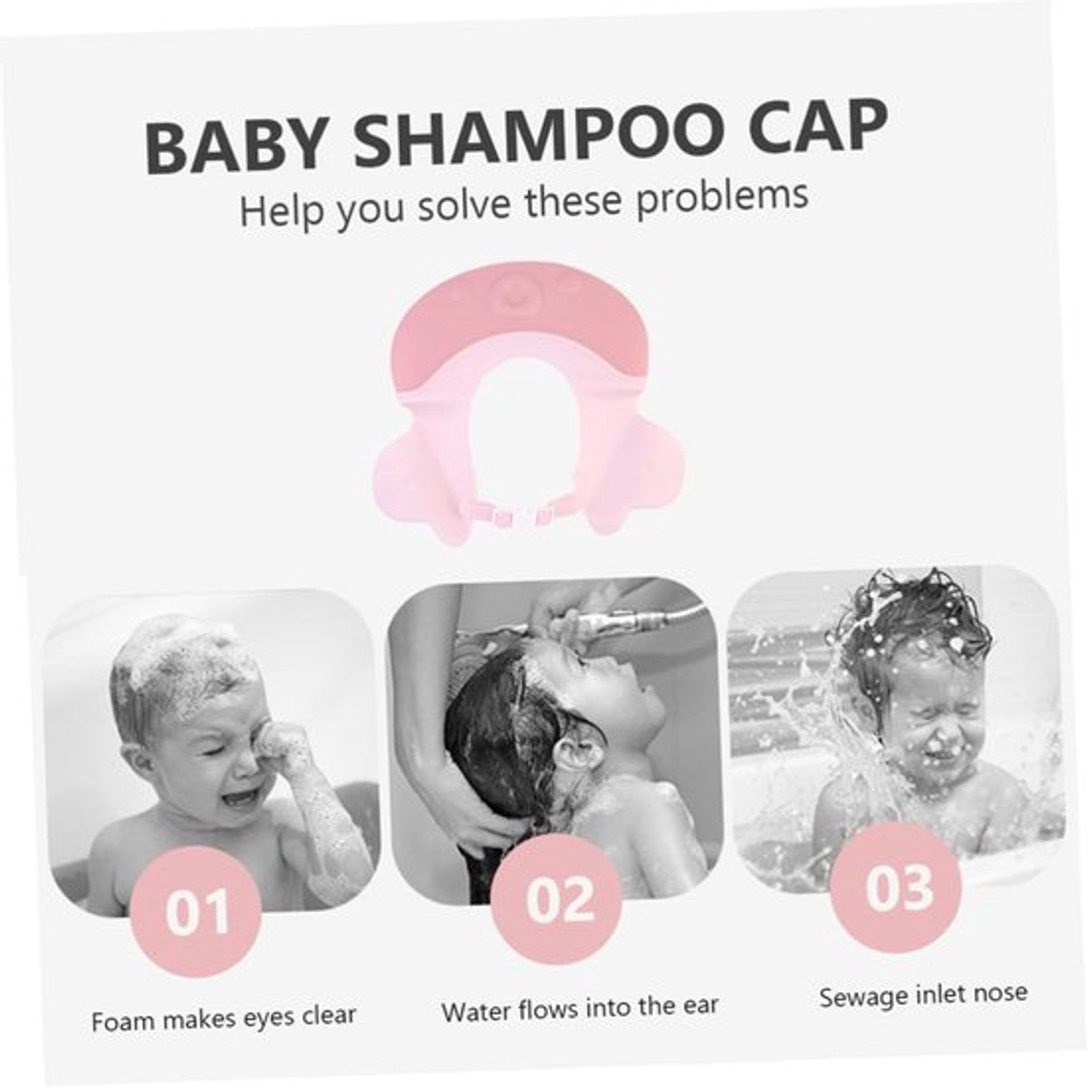 Shower cap - Shower cap - Bath cap - Baby shower cap - Child's hair washing aid cap - Shower cap - Shower cap for children - Silicone bath and shower cap - Cap - Adjustable - For toddler and baby - Pink - Image 2