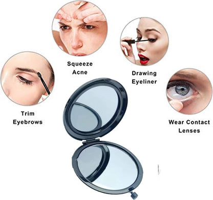 Makeup Mirror - Mirror - Hand Mirror - Pocket Mirror - Travel Mirror - Makeup Mirror - Mini Makeup Mirror - Foldable - Foldable - Compact - Portable - Black - Image 2