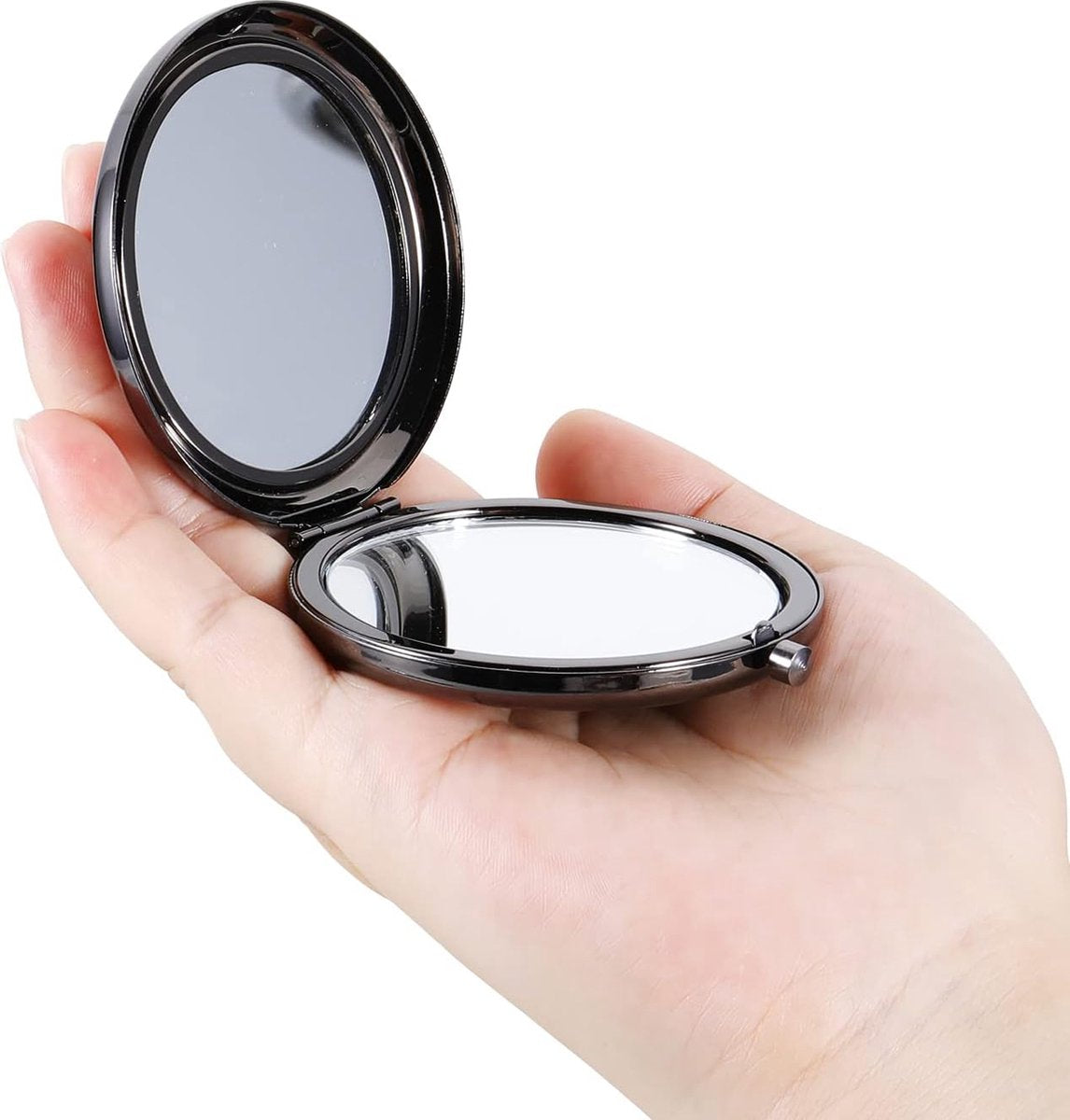 Makeup Mirror - Mirror - Hand Mirror - Pocket Mirror - Travel Mirror - Makeup Mirror - Mini Makeup Mirror - Foldable - Foldable - Compact - Portable - Black - Image 3