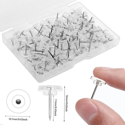 Thumbtacks - Set of 100 Pushpins - Reusable - For Bulletin Board, Memo Board, or World Map - Easy to Carry - Transparent - Everyday Life Aids - Image 5