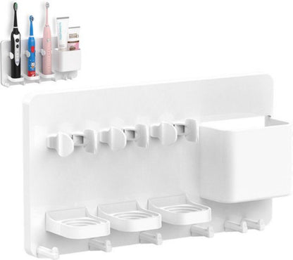 Toothbrush Holder - Electric Toothbrush Holder - High Quality - Adjustable - Wall-Mounted - Drying - Razor Holder - Bathroom Organizer - Universal - Self-Adhesive - No Drilling Required - White