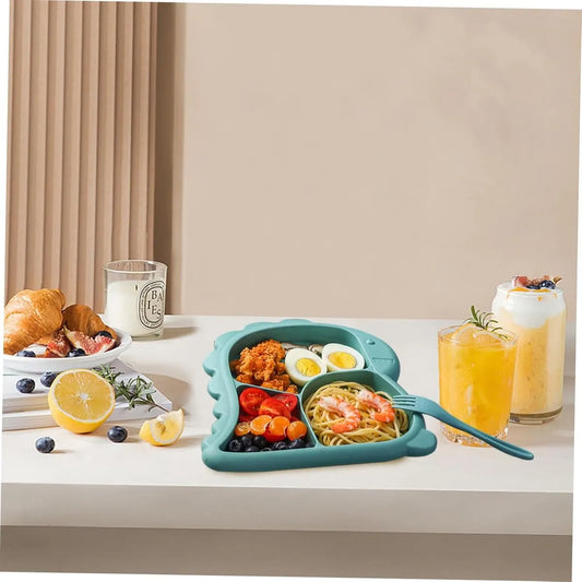 Children's Plate - Baby Plates - 4-Piece Set - BPA-Free - Children's Tableware - Non-Slip Base - Fork / Spoon - Food-Safe Material - Baby Gift - Unbreakable - Durable - Oven, Freezer, Microwave, and Dishwasher Safe - Image 2