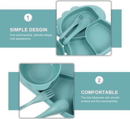 Children's Plate - Baby Plates - 4-Piece Set - BPA-Free - Children's Tableware - Non-Slip Base - Fork / Spoon - Food-Safe Material - Baby Gift - Unbreakable - Durable - Oven, Freezer, Microwave, and Dishwasher Safe - Image 3