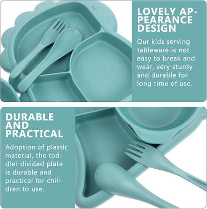 Children's Plate - Baby Plates - 4-Piece Set - BPA-Free - Children's Tableware - Non-Slip Base - Fork / Spoon - Food-Safe Material - Baby Gift - Unbreakable - Durable - Oven, Freezer, Microwave, and Dishwasher Safe - Image 4