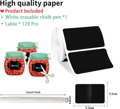 Chalkboard Stickers on a Roll - 120 Stickers - Chalk Sticker - 5.5 x 3.5 cm - Blackboard Label - Blackboard Sticker - Spice Stickers - Spice Labels - Spice Jars - Kitchen Labels - Household Labels - Label Stickers - Incl. 1 Chalk Marker - Image 5