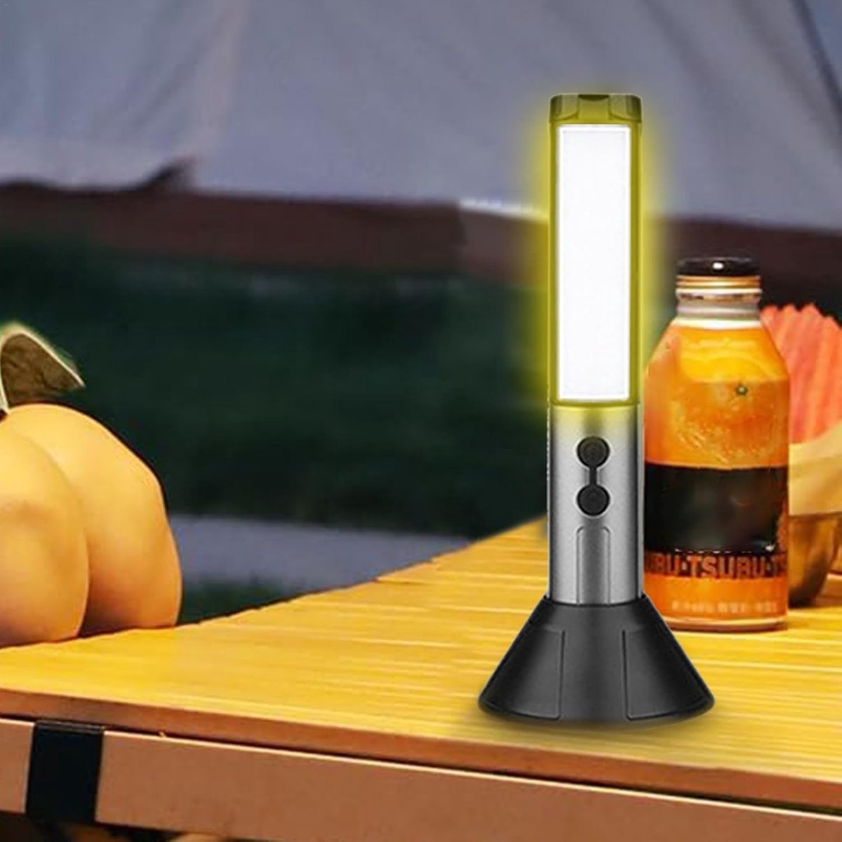 Camping Lamp - Tent Lamp - Rechargeable Telescopic Camping Light - Outdoor - LED Lamp - Hangable - Rechargeable - With Hook and Flashlight - For Camping, Hiking, Power Outages, Emergencies - Black - 1 Piece - Image 3