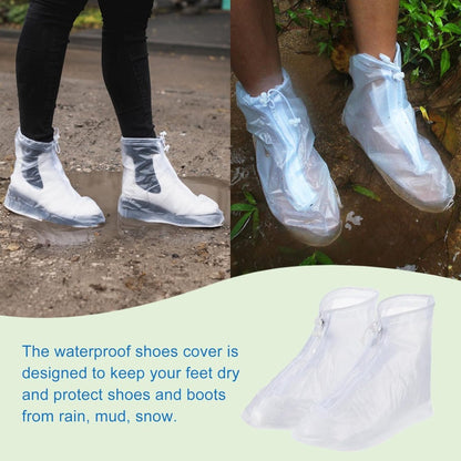 Rain Overshoes - Unisex - Sturdy Shoe Covers - With Zipper and Drawstring - Shoe Cover - Waterproof Shoe Protectors - Motorcycle Scooter Bicycle Shoe Cover - Shoe Cover - Rain Cover - Protects Against Rain and Dirt - White - Size 40/41 - Image 3