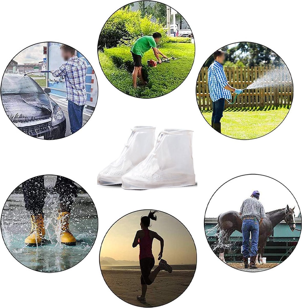 Rain Overshoes - Unisex - Sturdy Shoe Covers - With Zipper and Drawstring - Shoe Cover - Waterproof Shoe Protectors - Motorcycle Scooter Bicycle Shoe Cover - Shoe Cover - Rain Cover - Protects Against Rain and Dirt - White - Size 40/41 - Image 4