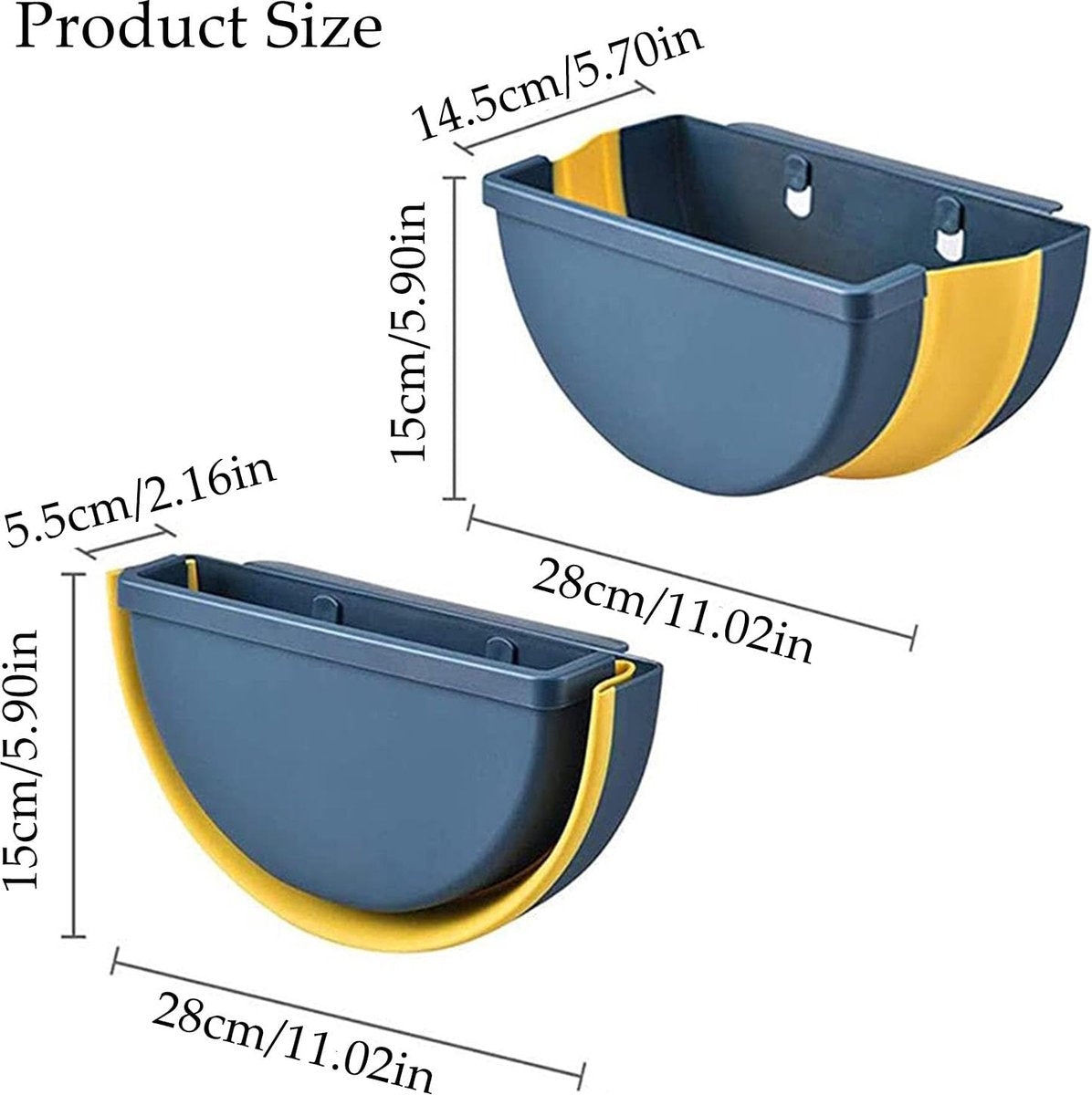 Trash Can - Foldable Trash Can - Kitchen Waste Bin - Trash Can In The Kitchen - Hanging Kitchen Cabinet Door - Car - Cabinet Door - Camping - Office - Bedroom - Organizer - Easy To Hang - Handy - Wall Mountable - Plastic - Blue - Image 2