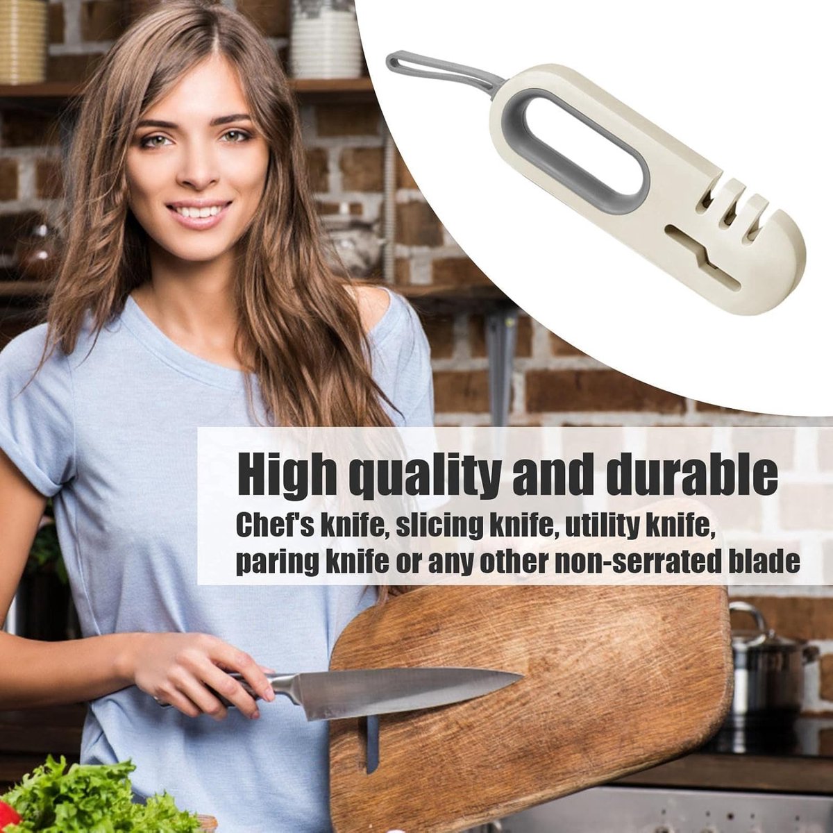 Knife Sharpener - 4-in-1 Knife Sharpener - Sharpening - Whetstone - Anti-Slip Knife Sharpener - Pull-through Sharpener - Honing Steel - Scissor Sharpener - Kitchen Knife Sharpener - Kitchen Sharpening Angles - Suitable for Scissors and Knives - Stainless  - Image 3