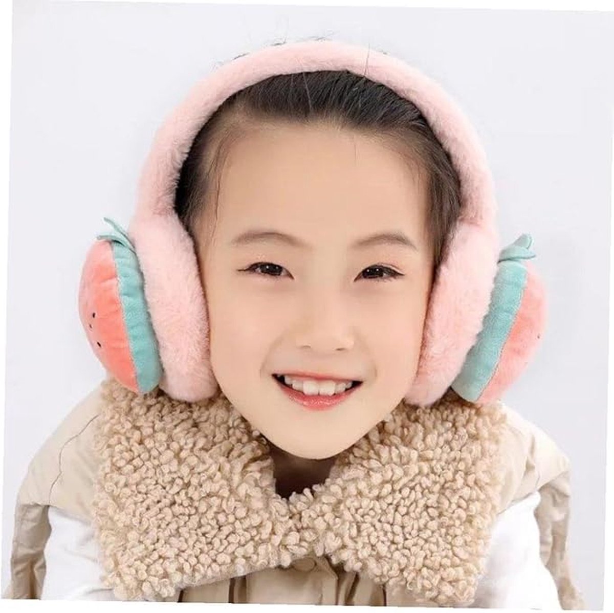 Ear Protectors - 2 Pieces - Ear Warmer - Ear Covering - Plush Ear Warmers - Carrot Ear Warmer - Strawberry Ear Warmer - Winter Ear Warmers - Foldable - Headwear - Windproof - Winter Outdoors - Warm Protection - Winter Accessories - Christmas Gift - Pink - Image 3