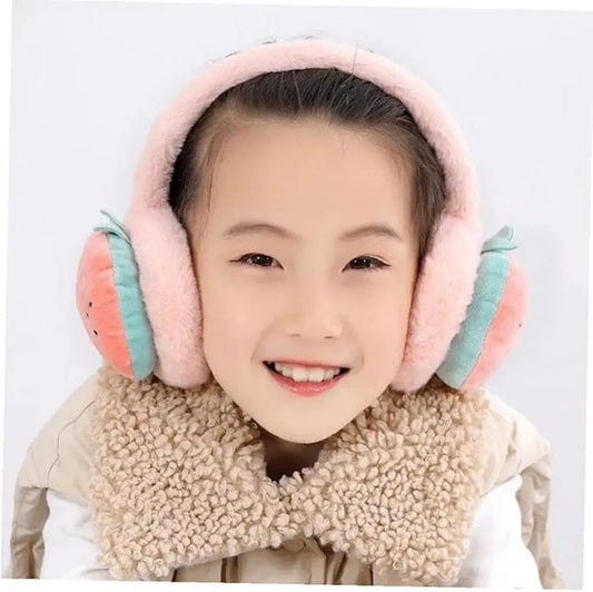 Ear Protectors - 2 Pieces - Ear Warmer - Ear Covering - Plush Ear Warmers - Carrot Ear Warmer - Strawberry Ear Warmer - Winter Ear Warmers - Foldable - Headwear - Windproof - Winter Outdoors - Warm Protection - Winter Accessories - Christmas Gift - Pink - Image 3