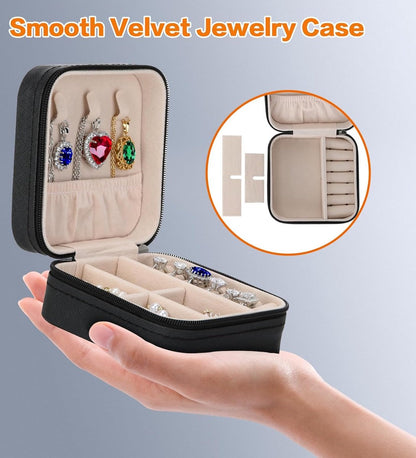 Jewelry box - Jewelry boxes - Jewel case - Organizer - Jewelry holder - Small jewelry box - Small jewelry box - Watch box - Storage box - Compact - Small - Travel case - Girls/Women - For Rings/Earrings/Necklace/Watches - Black - Image 3