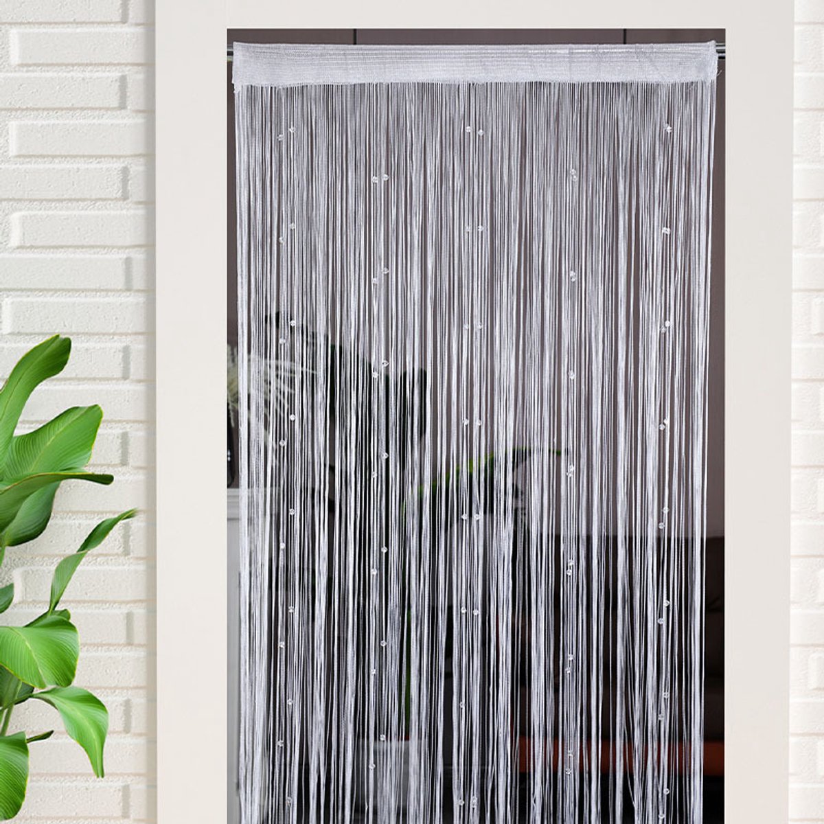 Door Curtain - 100 * 200 cm - Fly Curtain - Decorative Curtain - Plastic Fly Curtain - Easy Installation - Luxury Door Screen - Fly Screen Curtain - Beige - Image 2