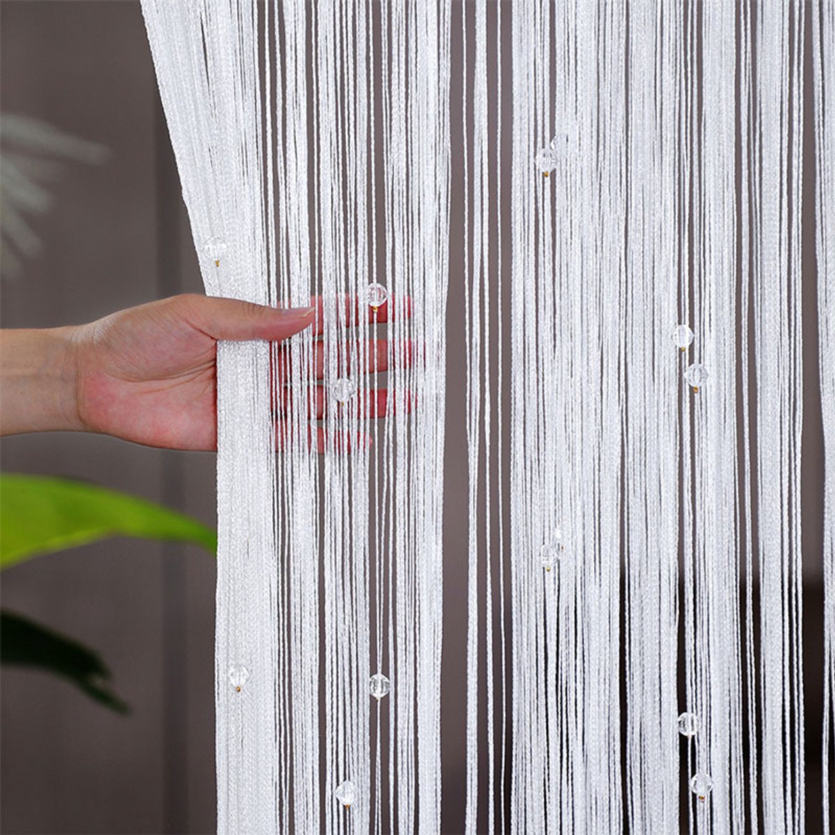 Door Curtain - 100 * 200 cm - Fly Curtain - Decorative Curtain - Plastic Fly Curtain - Easy Installation - Luxury Door Screen - Fly Screen Curtain - Beige - Image 3