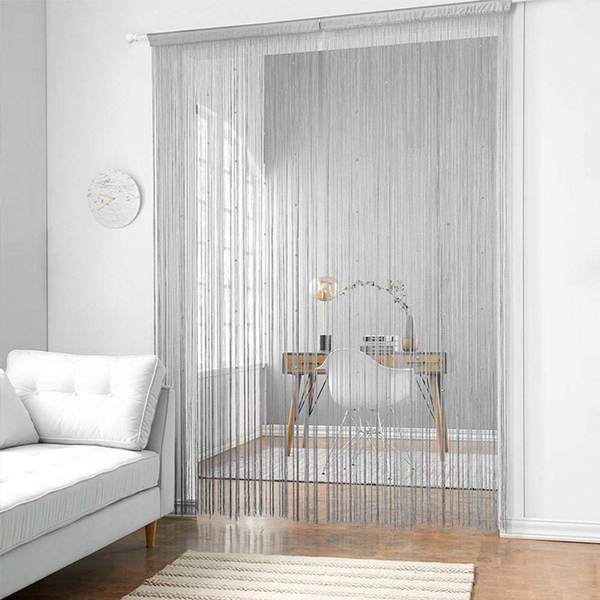 Door Curtain - 100 * 200 cm - Fly Curtain - Decorative Curtain - Plastic Fly Curtain - Easy Installation - Luxury Door Screen - Fly Screen Curtain - Beige - Image 4