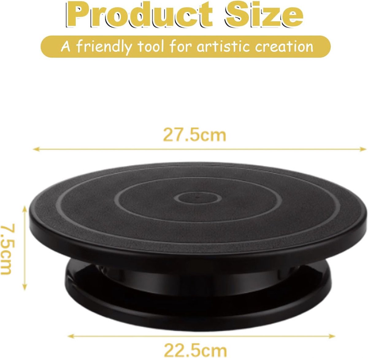 Rotating Cake Stand - Cake Turntable - Cake Stand with Base - Cake Dish - Cake Plate - Cake Plate - Cake Stand - Cake Stand - ø 28cm - Turntable - Anti-Slip - Cake Decoration - Baking Supplies - Cake Decorations - Cake Topper - Black - Image 5