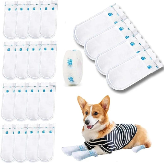 Dog Socks - 40 Pieces - Disposable Pet Socks - Waterproof - Non-Slip Dog Socks - Dog Shoes Paw Protector Socks for Dogs - Velcro Closure - Breathable - Adjustable - Pet Paw Protector - Dog Shoes - Size M