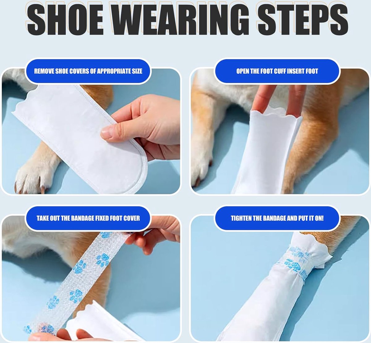 Dog Socks - 40 Pieces - Disposable Pet Socks - Waterproof - Non-Slip Dog Socks - Dog Shoes Paw Protector Socks for Dogs - Velcro Closure - Breathable - Adjustable - Pet Paw Protector - Dog Shoes - Size M - Image 3