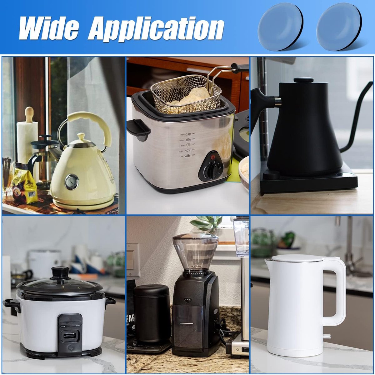 24 Piece Appliance Sliders - Furniture Protection - 19mm - Appliance Slider - Kitchen Appliance Sliders for Countertop Easy to Move and Space-Saving - Anti-Scratch - For Coffee Machines, Air Fryer, Pressure Cookers, Deep Fryer - Image 4