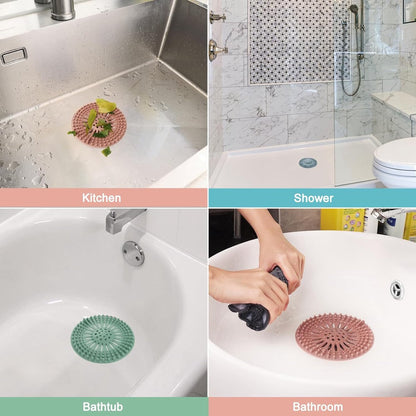 Silicone Drain Stopper - Sink Strainer - Shower Drain - 5-piece - Sink Stopper - Drain Strainer - Drain - Sink Plug - Universal Hair Filter - Hair Catcher - Drain Stopper - Large Displacement Bathroom Deodorant Drain - For Kitchen/Bathroom - Image 3