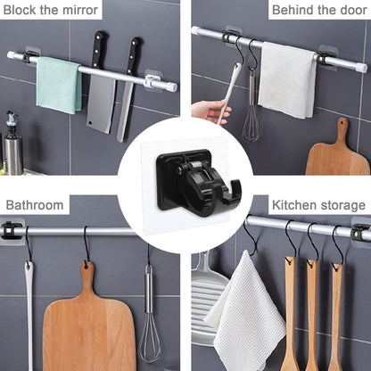 Curtain Rod Holder - 10 Pieces Curtain Rod Hooks - Hanging Curtain Rails/Curtain Rods - Super Adhesion - No Glue Residue - Hanging Hooks/Small Hooks - Black - Bathroom - Self-Adhesive Hooks - Load Capacity 10kg - No Drilling Required - Image 4