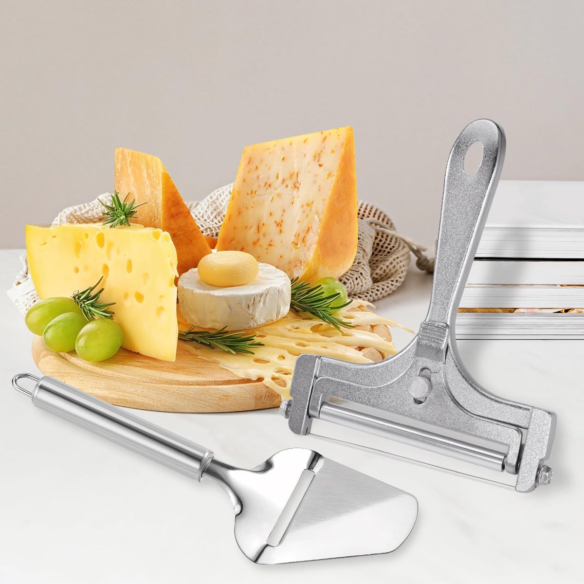 Cheese Slicer - 2-Piece Cheese Slicer Set - Cheese Grater - Cheese Cutter - Cheese Slicer for Young Cheese - Kitchen Accessories - For Block Cheese Butter - Wire Cheese Slicer - Image 3