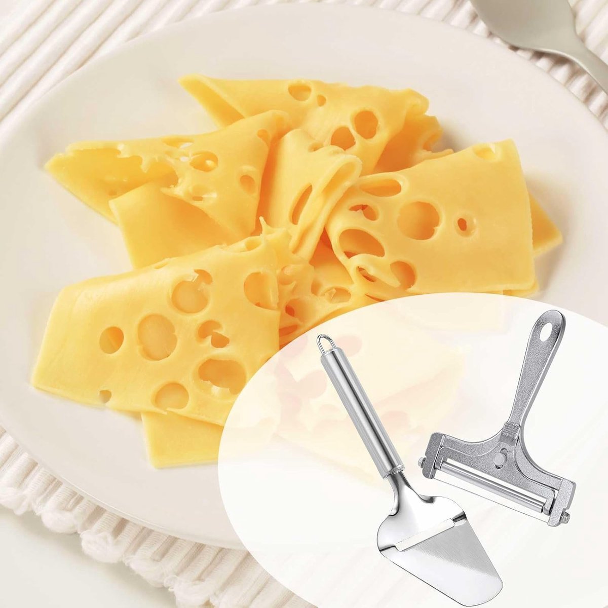 Cheese Slicer - 2-Piece Cheese Slicer Set - Cheese Grater - Cheese Cutter - Cheese Slicer for Young Cheese - Kitchen Accessories - For Block Cheese Butter - Wire Cheese Slicer - Image 4