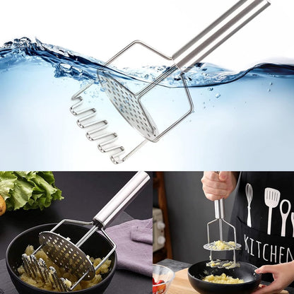 Potato Press - Stainless Steel - Potato Masher - Puree Masher - Puree Squeezer - Non-Stick - Mashed Potato Masher - Double Layer Pressing - Dishwasher Safe - Robust and Durable - Automatic Rebound - Image 4