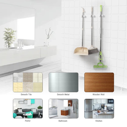Broom Holder - 3 Pieces - Self-Adhesive - Broom Hanging System - Broom Holder - Garden Tools - Tool Holder - Wall Mount - For Office, Kitchen, Garage, Garden, Storage and Save Space - For Mop and Broom - White - Image 5