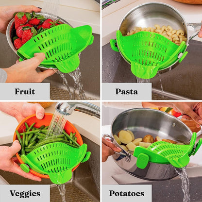 Silicone Colander - Kitchen Draining Lid - Draining Aid - Silicone - BPA Free - Safe Hands-Free Draining - Colander - Safe Draining - Solid Compact Kitchen Draining Lid - Draining Lid - Green - Dishwasher Safe - For All Sizes of Pans - Image 4