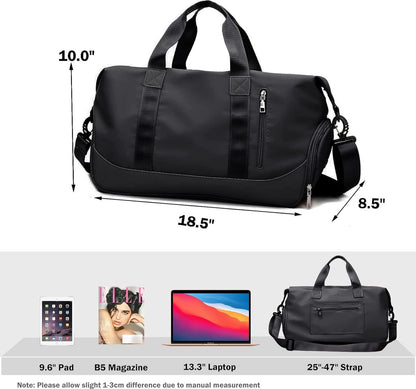 Travel Bag - Gym Bag - Hand Luggage Travel Bag - 47 x 25 x 22 cm - Sports Bag - Shoulder Bag - Waterproof and durable - With shoe compartment - Wet and dry - Suitable for men and women Swimming Sports Travel Gym Bag (black) - Image 3