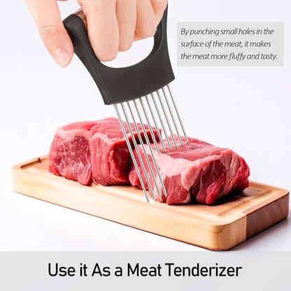 Onion Comb - 2 Pieces - Onion Slicer - Vegetable Slicer - Stainless Steel - Tomato Slicer - Potato Slicer - Finger Guard - Cutting Aid for Onions, Potatoes and Vegetables - Onion Cutting Tool - Egg Slicer - Manual - Onions - Slicer - Comb - Image 2