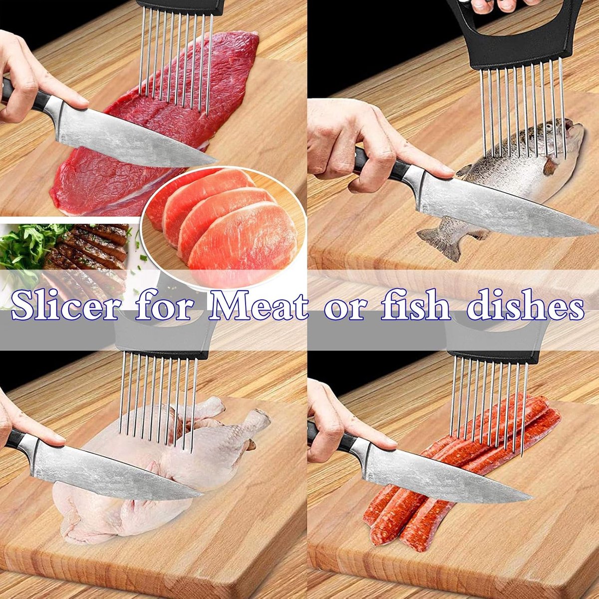 Onion Comb - 2 Pieces - Onion Slicer - Vegetable Slicer - Stainless Steel - Tomato Slicer - Potato Slicer - Finger Guard - Cutting Aid for Onions, Potatoes and Vegetables - Onion Cutting Tool - Egg Slicer - Manual - Onions - Slicer - Comb - Image 3