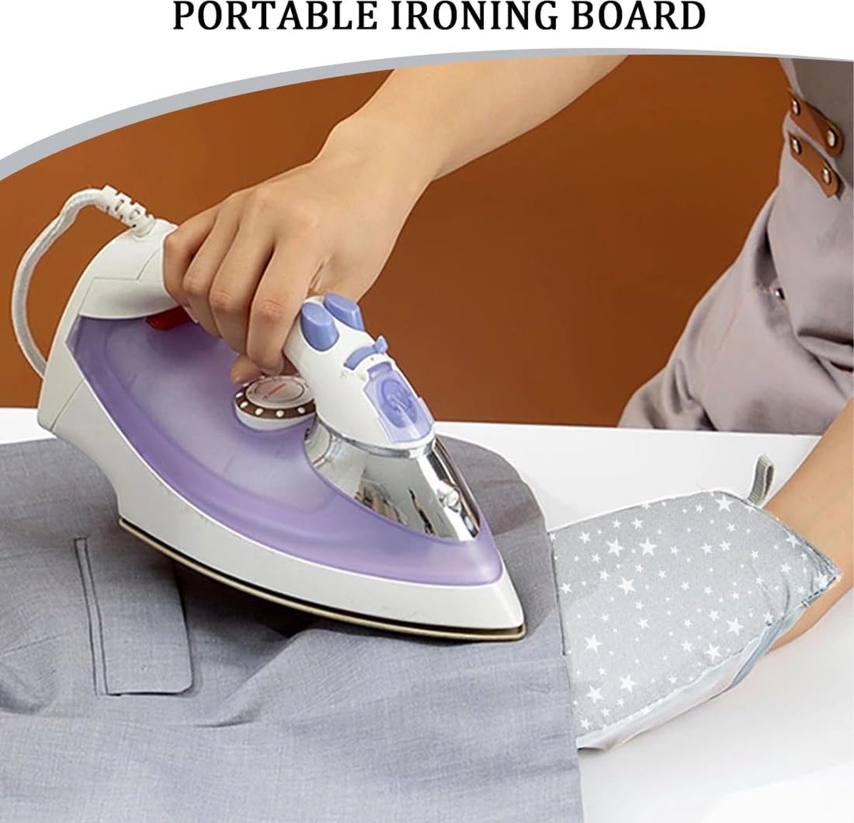 Mini Ironing Board - Steam Glove - Handheld Ironing Board - Heat-Resistant Ironing Glove - Ironing Aid - Washable - Ironing Pad - Mini Ironing Pad - Garment Steaming Sponge Padding - 25x15x2.8 Cm - Grey - 1 Piece - Image 4
