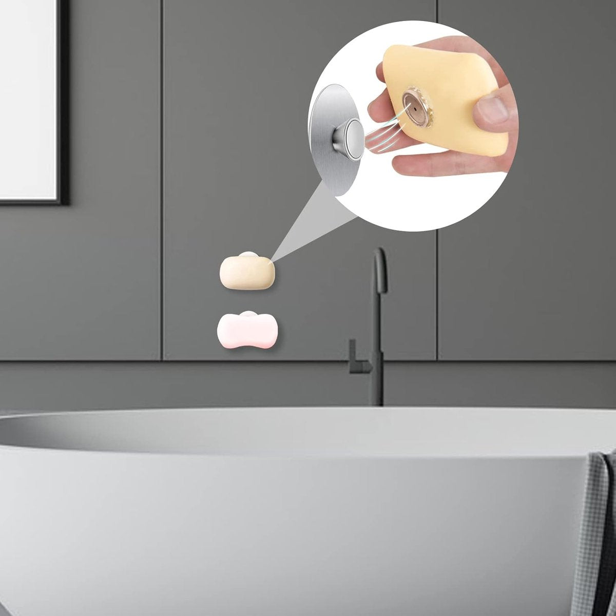 Soap Holder - With Suction Cups - Stainless Steel - Self-Adhesive Soap Dish - Soap Box - Soap Box - Small Wall Mount Soap Dish - Hanging Soap Holder - Multifunctional Storage Rack - Shower - Kitchen - Bathroom Accessories - No Drilling Required - Strong A - Image 2