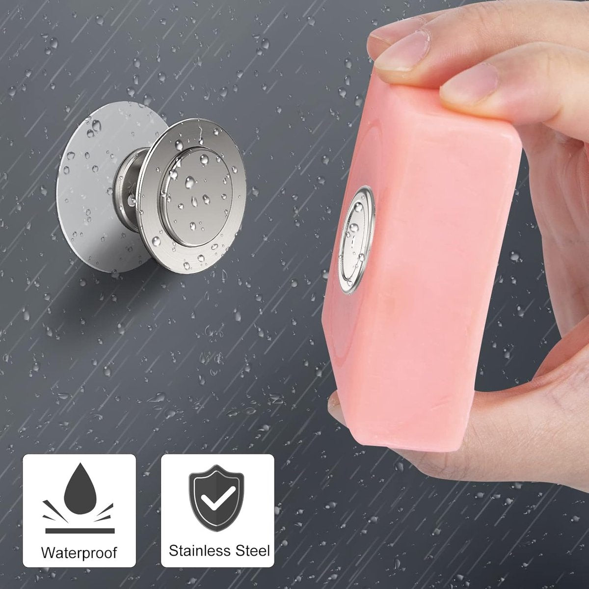 Soap Holder - With Suction Cups - Stainless Steel - Self-Adhesive Soap Dish - Soap Box - Soap Box - Small Wall Mount Soap Dish - Hanging Soap Holder - Multifunctional Storage Rack - Shower - Kitchen - Bathroom Accessories - No Drilling Required - Strong A - Image 3