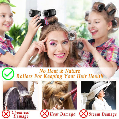 Curlers - 38 Pieces - 4 Sizes - Heatless Curls - Hair Rollers - Hair Curler - Adhesive Rollers - Hair Rollers - Curlers - Heatless Curls - Hair Curler - With Comb, 12 Hair Clips And Storage Bag - Various Curling Effects - Black - Image 3
