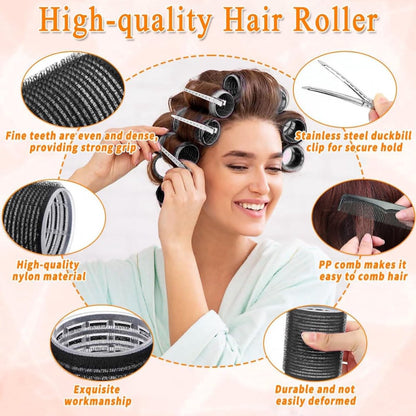 Curlers - 38 Pieces - 4 Sizes - Heatless Curls - Hair Rollers - Hair Curler - Adhesive Rollers - Hair Rollers - Curlers - Heatless Curls - Hair Curler - With Comb, 12 Hair Clips And Storage Bag - Various Curling Effects - Black - Image 4