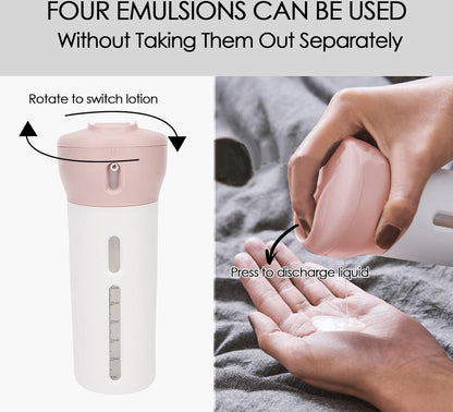 Travel Bottle - Travel Bottles - Travel Flasks - Travel Dispenser - Travel Bottle - 4 In 1 Soap Dispenser - Shampoo and Soap Dispenser - 4 In 1 Dispenser - 4 Bottles of 40 ml - Leakproof - Refillable - Travel Accessories - Pink - Image 4