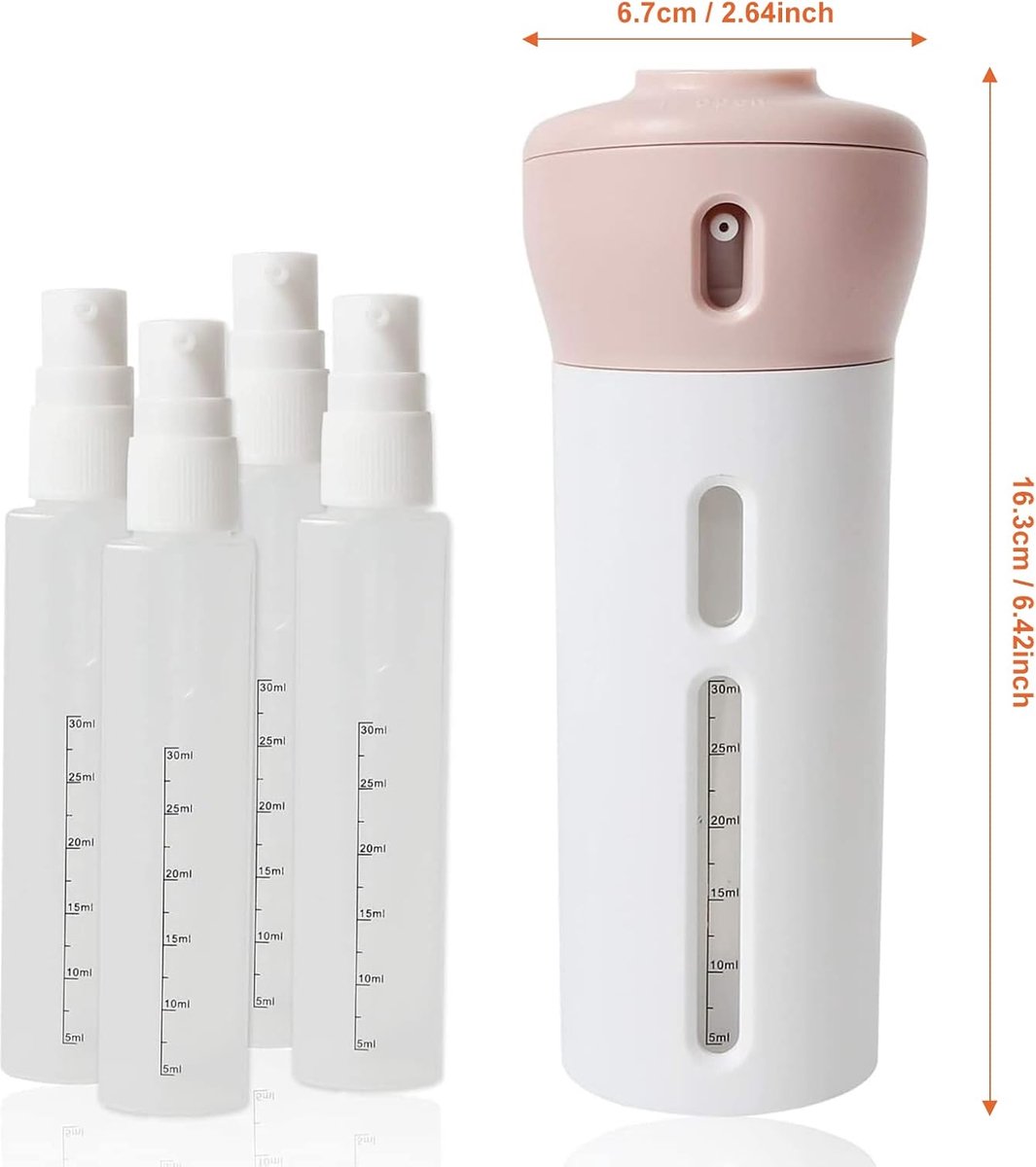 Travel Bottle - Travel Bottles - Travel Flasks - Travel Dispenser - Travel Bottle - 4 In 1 Soap Dispenser - Shampoo and Soap Dispenser - 4 In 1 Dispenser - 4 Bottles of 40 ml - Leakproof - Refillable - Travel Accessories - Pink - Image 5